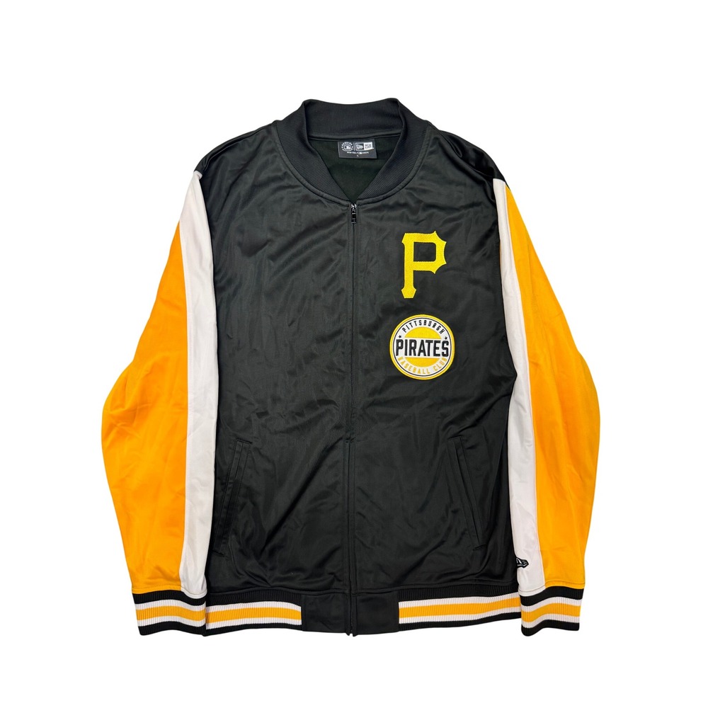 New Era Pittsburgh Pirates MLB Track Jacket Mens Large Black Yellow Full Zip